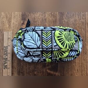 Vera Bradley Cosmetic Bag Citron Mirror Makeup Black and Yellow Floral Pouch